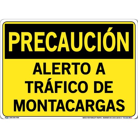 Vestil Vinyl Label Sign, 10-1/2" Height, 14-1/2" Width, Vinyl Label, Rectangle, Spanish SI-C-48-C-LB-011-S